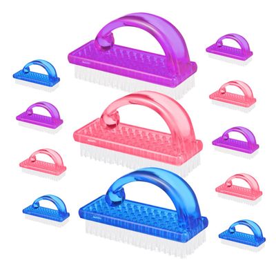 Anneome 12pcs Nail Brushes Dust Brushes for Nail Cleaning Ergonomic Handle Grip for Manicure and Travel