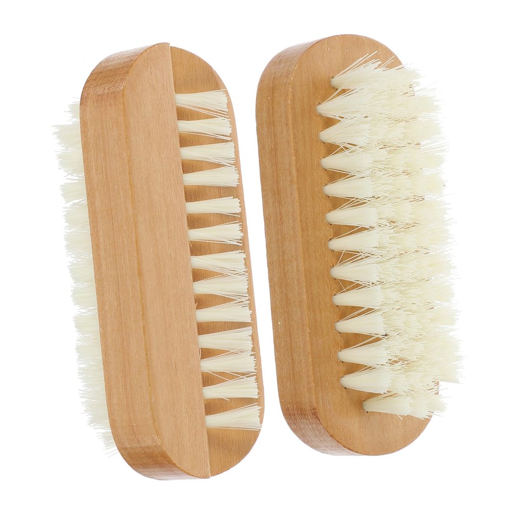 BAZEITFLOW 2pcs Dual-sided Fingernail Brush Soft Bristle Brush for Cleaning Nails Callus Remover Unisex Nail Scrubbers for Hands and Feet