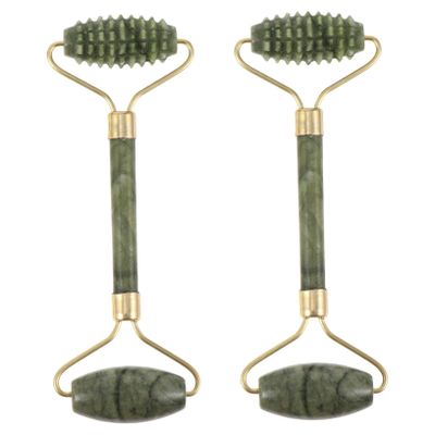 Healvian 2pcs Jade Roller Gua Sha Facial Massage Tool Set for Skin Care Stone Roller for Face and Neck Portable Massager for Home and Travel