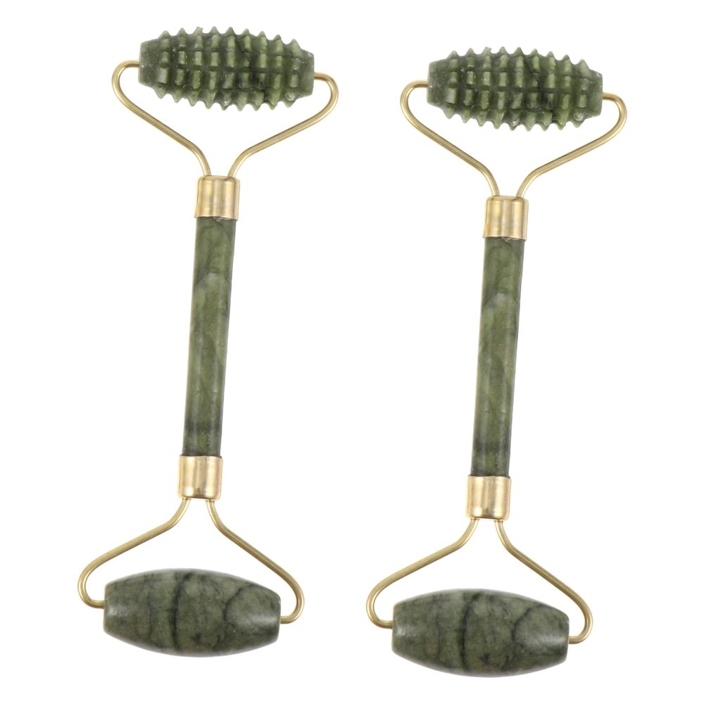 BIUDECO 2pcs Jade Roller Facial Massager Set Gua Scraping Tool for Natural Stone Massage Tool for Skincare and Relaxation