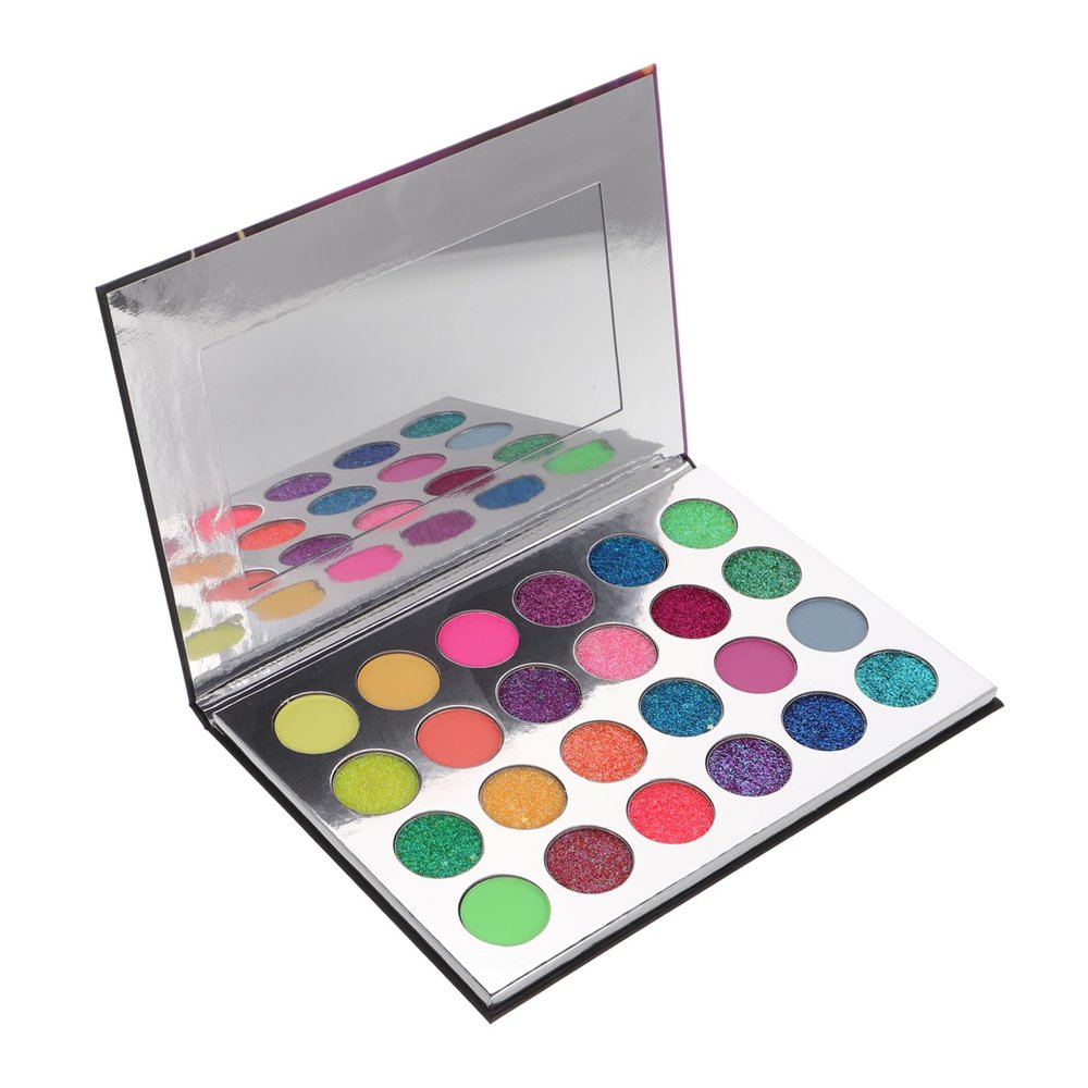 Beatifufu Glitter Eyeshadow Palette Glow Dark Eyeshadow for Halloween Makeup Neon Shimmer and Matte Finish for Parties and Stage