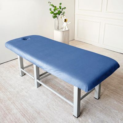 Blue,70x190cm/2.2x6.2ft,Beauty Bed Cover Washable Massage Bed Cover with Face Hole,Reusable Fleece Massage Table Cover Stretchy Massage Fitted Sheets for Beauty Spa Bed