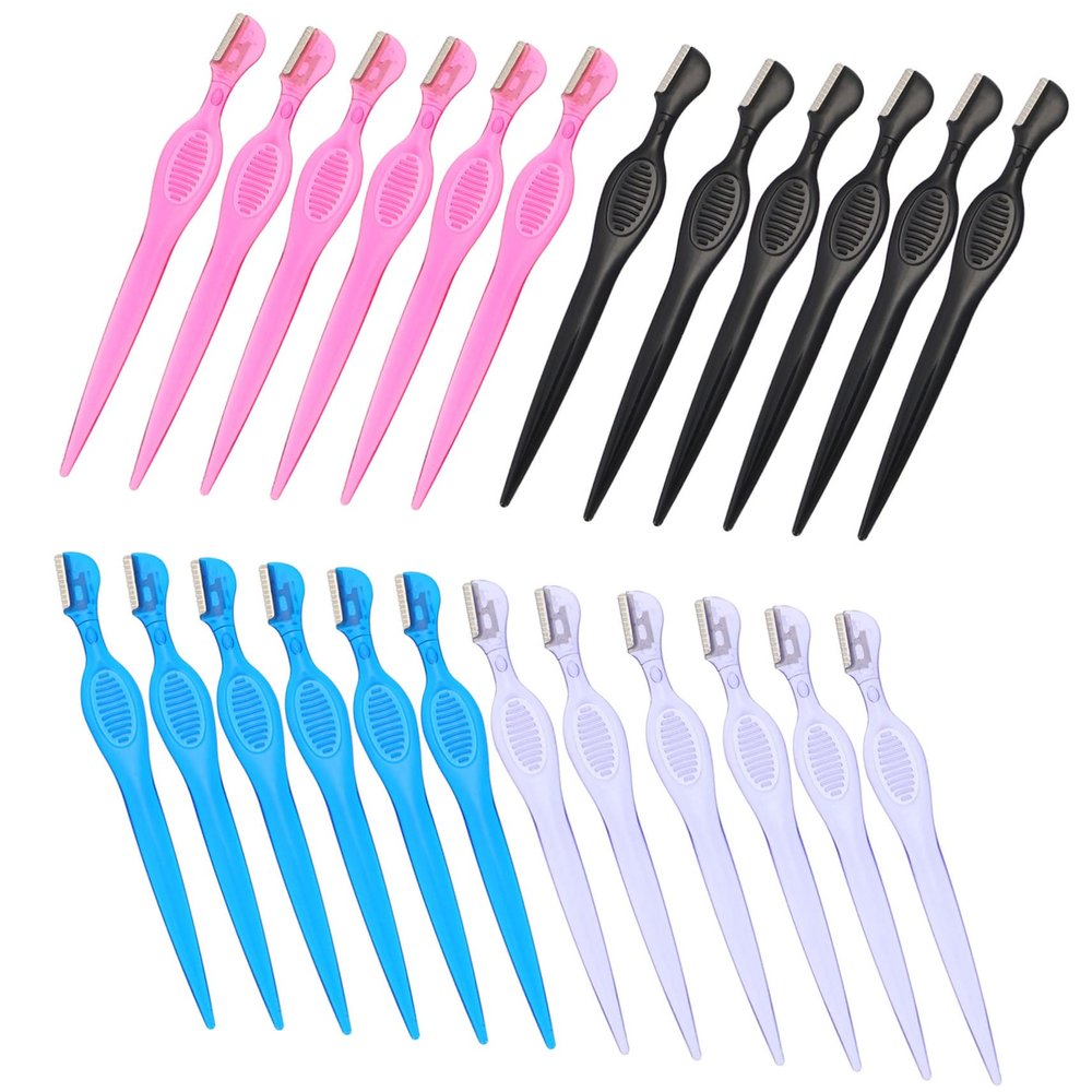 AUTSUPPL 24PCS Stainless Steel Eyebrow Razor Blades Portable Facial Trimmer for Women Manual Hair Removal Shaper Tool for Eyebrow Grooming and Shaping