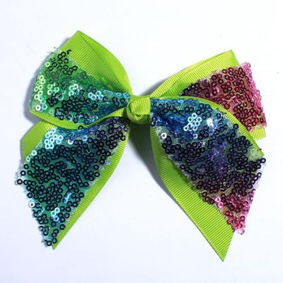 10Pcs 12CM Sparkly Sequins Hair Bows For Box Gift Ribbon Hair Bow Boutique For Headbands Hairpins (10Pcs Green, With Clip)