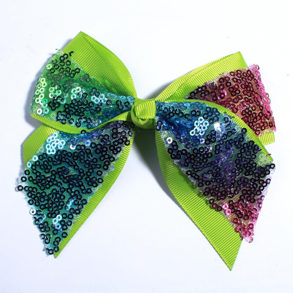 10Pcs 12CM Sparkly Sequins Hair Bows For Box Gift Ribbon Hair Bow Boutique For Headbands Hairpins (10Pcs Green, With Clip)