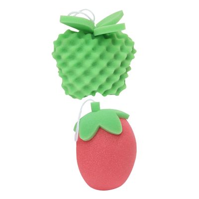 HONMEET 2pcs Cartoon Bath Sponges Soft and Safe Body Scrubber for Boys and Girls Fun Animal and Fruit Shapes for Gentle Bath Cleaning