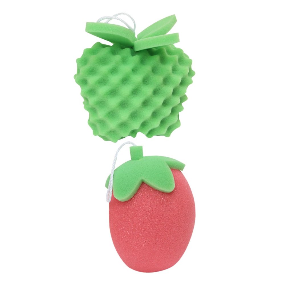 HONMEET 2pcs Cartoon Bath Sponges Soft and Safe Body Scrubber for Boys and Girls Fun Animal and Fruit Shapes for Gentle Bath Cleaning