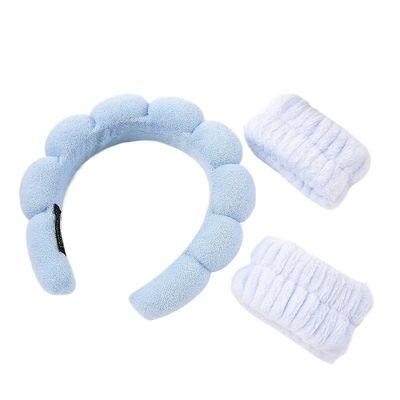 EUVAROMEX Sponge Fried Dough Twists Cloud Hair Band and Wash Wrist Towel Cloth Set /117