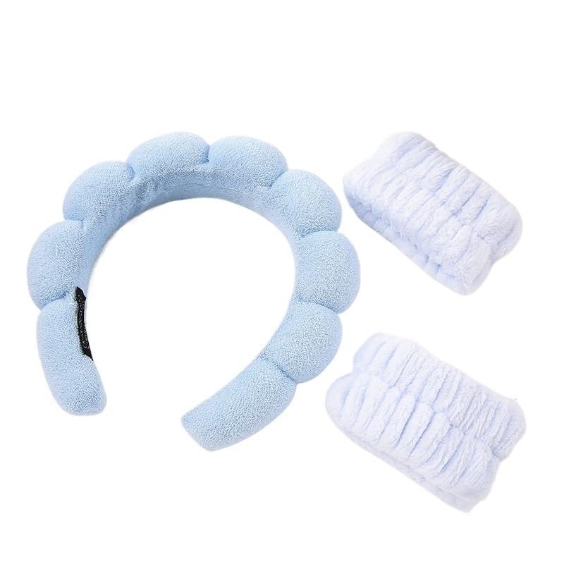 EUVAROMEX Sponge Fried Dough Twists Cloud Hair Band and Wash Wrist Towel Cloth Set /117