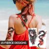 21-Sheet Temporary Tattoos - Half Arm Fake Tattoos for Men & Women - Owl, Snake, Tiger & Gothic Designs - Waterproof Bold Body Art for Parties & Festivals view 3