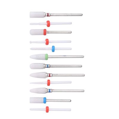 12PCS Ceramic Drill Bits Set for Nail Care Manicure Drilling Dead Skin Removal Multi Purpose High Hardness Tools