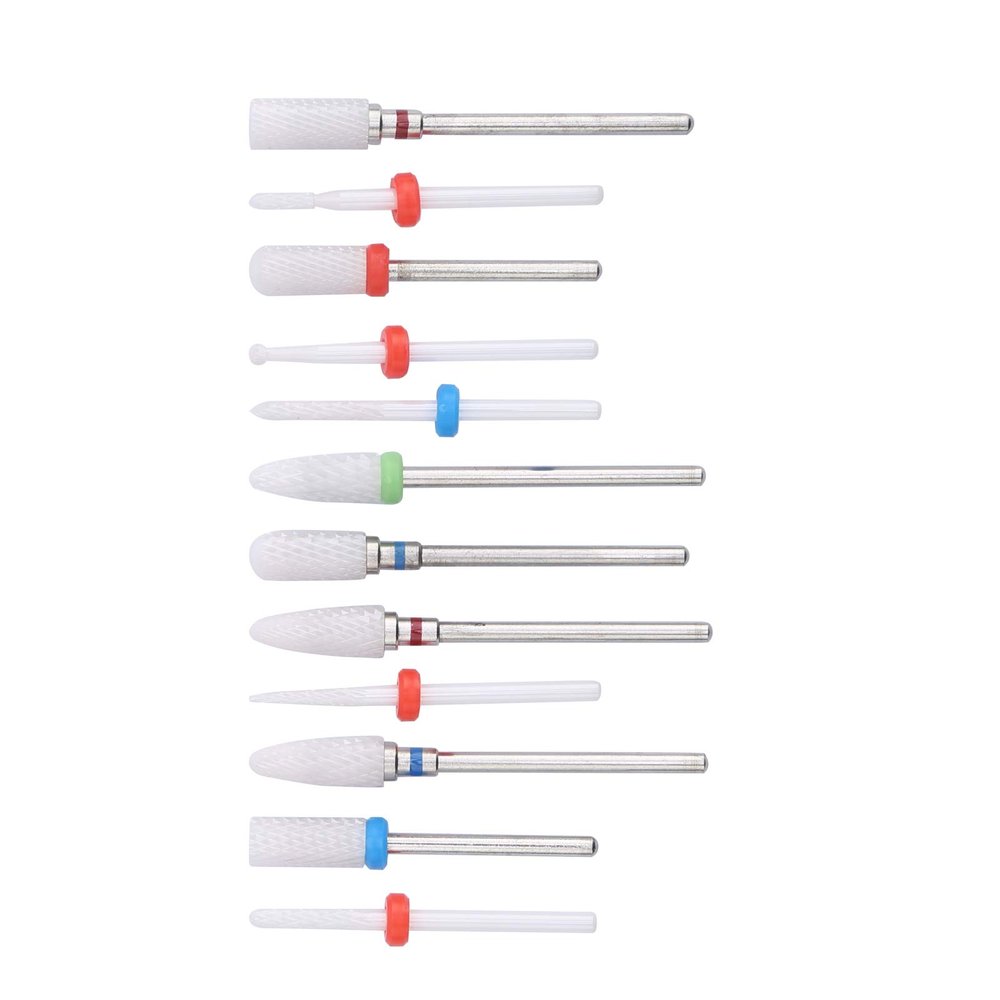 12PCS Ceramic Drill Bits Set for Nail Care Manicure Drilling Dead Skin Removal Multi Purpose High Hardness Tools