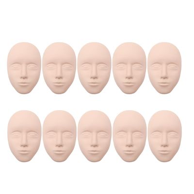 10 PCS 5D Facial Tattoo Skin Practice Head Soft Silicone Mannequin Face for Beginners' Microblading Permanent Makeup Eyebrow Lip Eyeliner Tattooing Practicing (10 Packs)