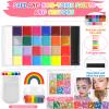 Professional Face Painting Kit, 26 Colors Oil Palette Face Paint with 6 Stencils, 41 Stencil Stickers, 10 Brushes, 9 Body Glitter, 2 Sheets Adhesive Gems, Rainbow Facepaint for Party & Halloween view 4