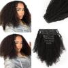 Yuniffe Seamless Clip in Hair Extensions Human Hair Afro Curly Clip in Hair Extensions Real Human Hair 120g 7Pcs Natural Black Afro Kinky Curly Clip ins Human Hair for Black Women PU Weft 16 Inch view 1