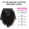Yuniffe Seamless Clip in Hair Extensions Human Hair Afro Curly Clip in Hair Extensions Real Human Hair 120g 7Pcs Natural Black Afro Kinky Curly Clip ins Human Hair for Black Women PU Weft 16 Inch view 3