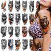 21-Sheet Temporary Tattoos - Half Arm Fake Tattoos for Men - Lion, Tiger & Wolf Designs - Waterproof Bold Animal Tattoos for Parties & Festivals view 1