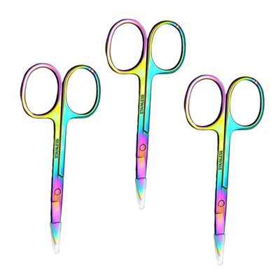AUTSUPPL 3pcs Stainless Steel Eyebrow Scissors Eyebrow Grooming Scissors Ergonomic Design for Easy Trimming Lightweight