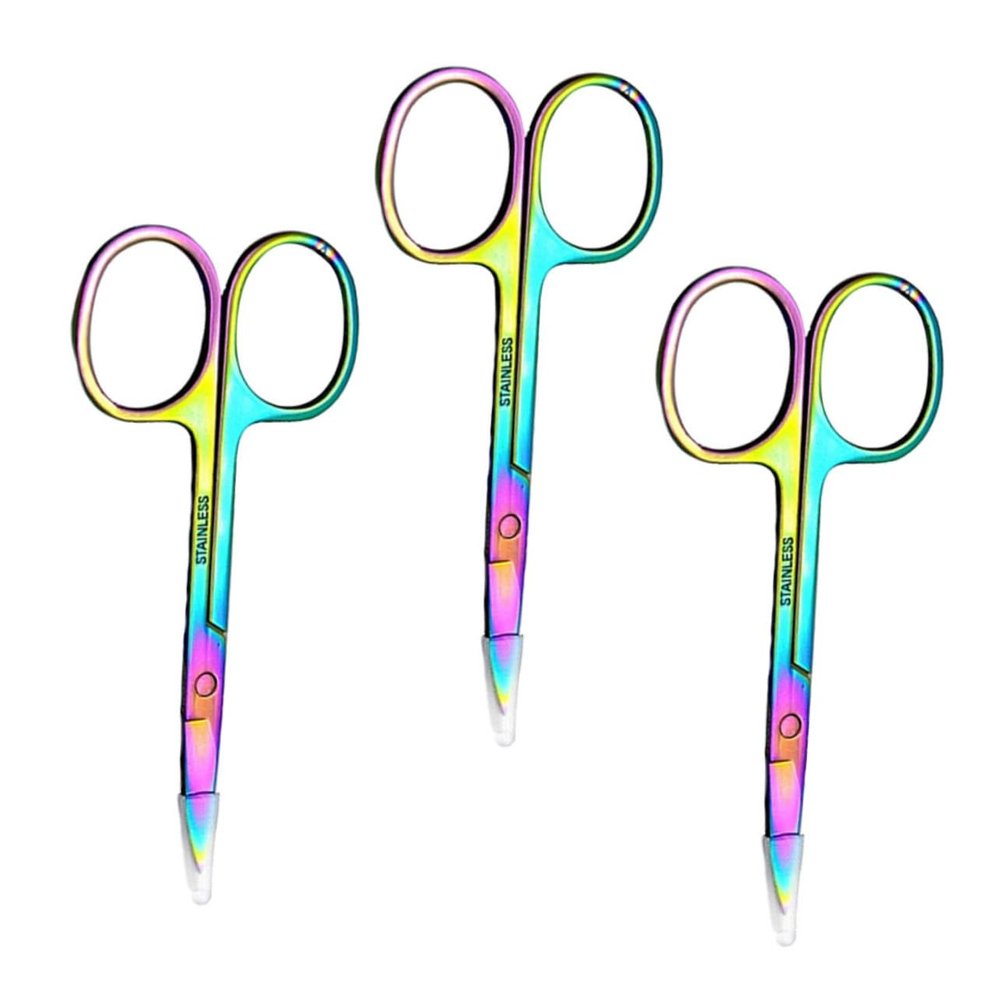 AUTSUPPL 3pcs Stainless Steel Eyebrow Scissors Eyebrow Grooming Scissors Ergonomic Design for Easy Trimming Lightweight