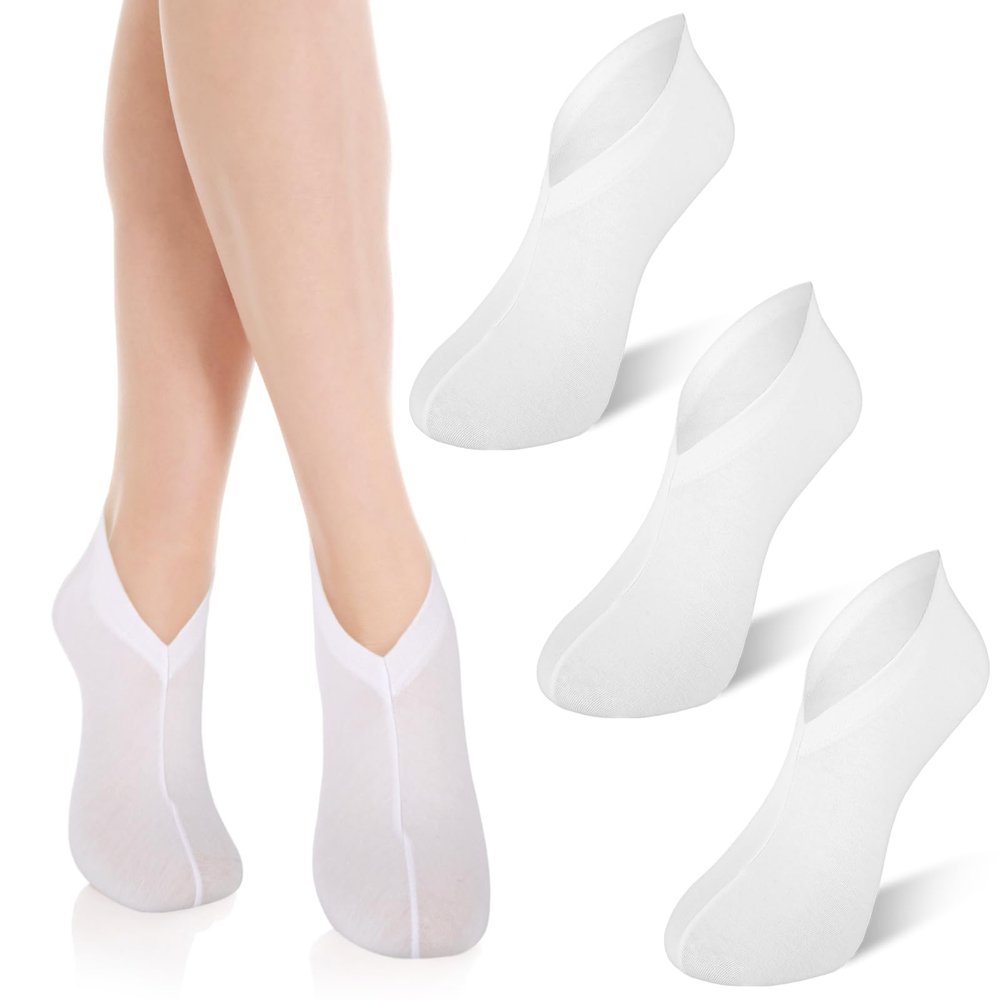 3 Pairs Foot Moisturiser Socks Overnight, Spa Cotton Socks for Foot Cream, Lotion Sock for Moisturising for Dry Feet Care, Moisturising Sock for Cracked Heel Repair Women Men (White)