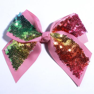 10Pcs 12CM Sparkly Sequins Hair Bows For Box Gift Ribbon Hair Bow Boutique For Headbands Hairpins (10Pcs Dusty Pink, With Clip)