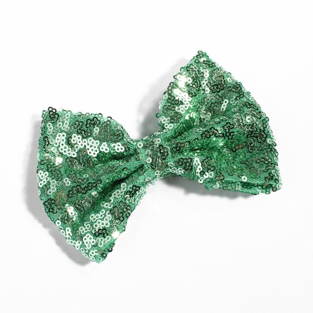 10Pcs 13CM New Big DIY Shiny Sequin Hair Bows for Hair Clips Handmade Applique Sequins Hair Bow Knot for Women Hair Accessories (10Pcs-N, With No Clip)