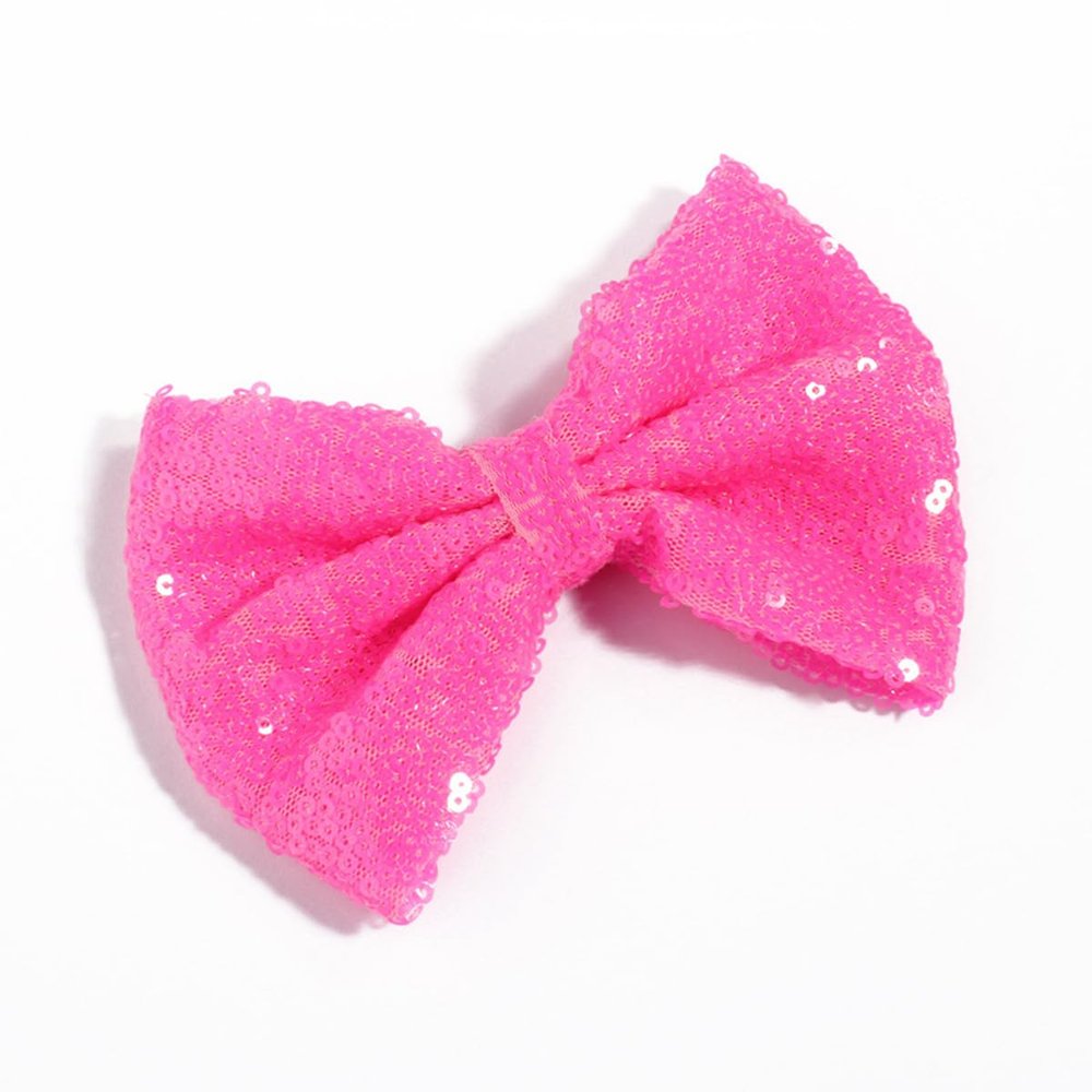 10Pcs 13CM New Big DIY Shiny Sequin Hair Bows for Hair Clips Handmade Applique Sequins Hair Bow Knot for Women Hair Accessories (10Pcs-R, With Clip)