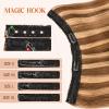 S-noilite Halo Hair Extensions Real Human Hair,Invisible Wire Hair Extensions with Adjustable Fish Line Halo Extensions for Women 16Inch 80G(Medium Brown/Dark Blonde) view 3