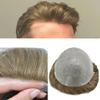 Toupee for Men Human Hair Piece Replacement System Ultra Thin Skin Mens Toupee Hairpieces Invisible 0.04-0.06mm V-looped PU Hair Units Wigs for Men view 1