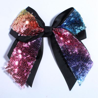 10Pcs 12CM Sparkly Sequins Hair Bows For Box Gift Ribbon Hair Bow Boutique For Headbands Hairpins (10Pcs Black, With No Clip)
