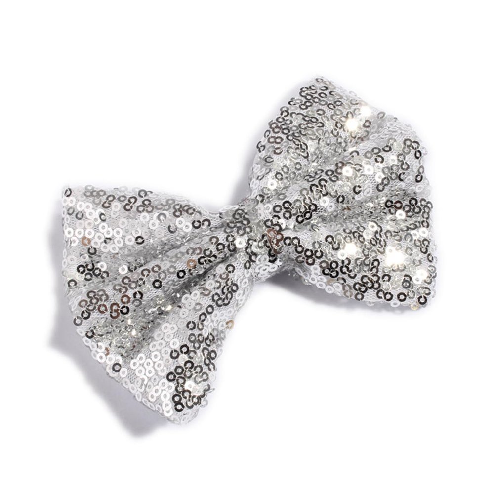 10Pcs 13CM New Big DIY Shiny Sequin Hair Bows for Hair Clips Handmade Applique Sequins Hair Bow Knot for Women Hair Accessories (10Pcs-S, With No Clip)