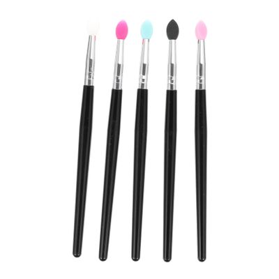 Healeved 5pcs Silicone Makeup Eye Shadow Brush Lipstick Brush Applicator Compact and Portable Makeup Tools