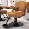 Barber Chairs for Barbershop for Home with Sponge Cushion 360 Rotation Hydraulic Height Adjustable PU Leather Salon Chair with Black Electroplated Base for Barbershop Hair Salon Spa(Orange) view 1