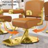 Barber Chairs for Barbershop for Home with Sponge Cushion 360 Rotation Hydraulic Height Adjustable PU Leather Salon Chair with Black Electroplated Base for Barbershop Hair Salon Spa(Orange) view 4