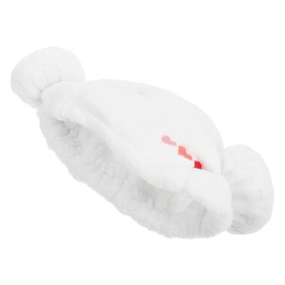 BESTYASH Heart Pattern Cotton Hair Drying Towel Wrap for Boy Girl Soft Absorbent Hair Turban Cap with Elastic Fit Quick Moisture Absorption for Bath and Shower Use White