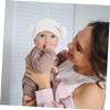 BESTYASH Heart Pattern Cotton Hair Drying Towel Wrap for Boy Girl Soft Absorbent Hair Turban Cap with Elastic Fit Quick Moisture Absorption for Bath and Shower Use White view 3