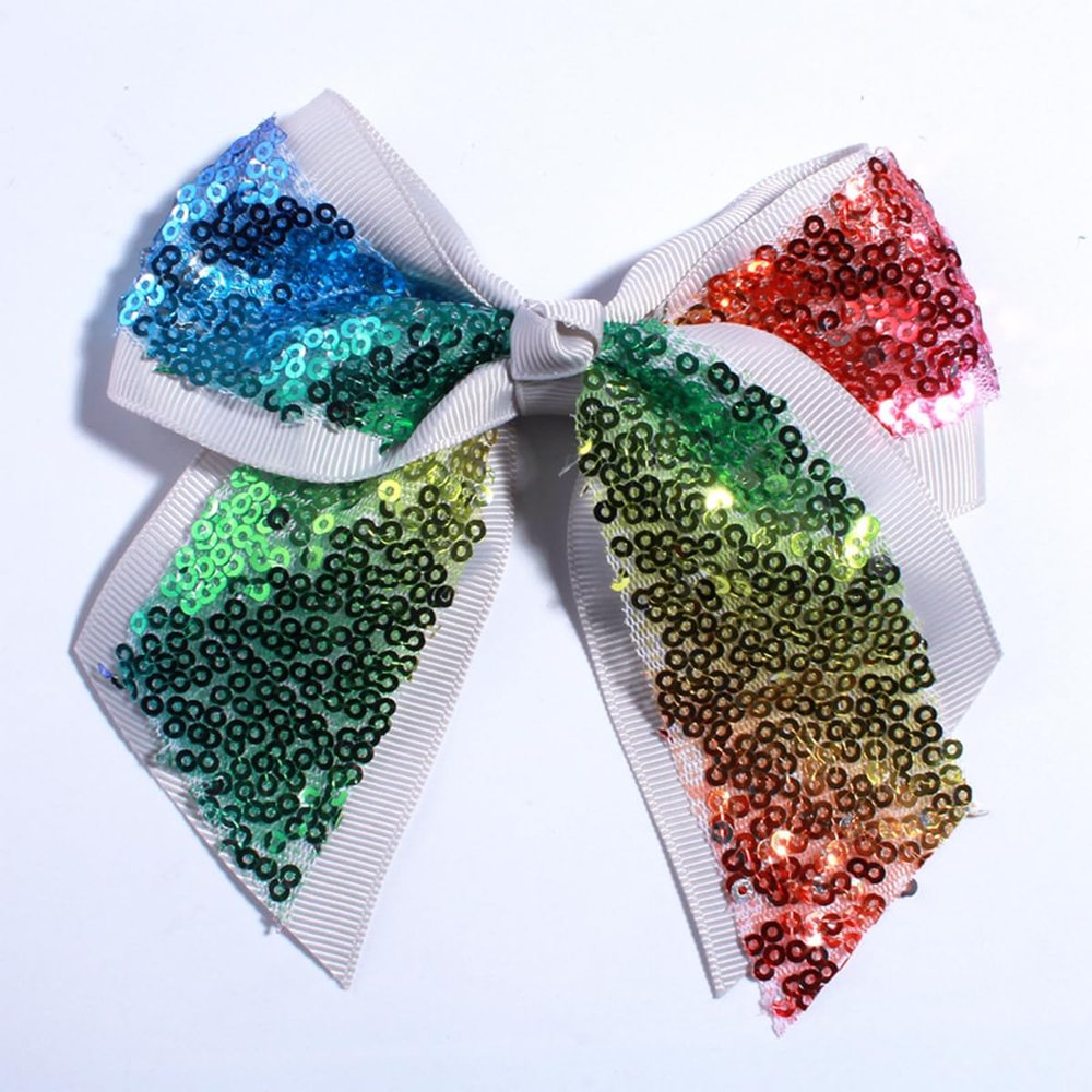 10Pcs 12CM Sparkly Sequins Hair Bows For Box Gift Ribbon Hair Bow Boutique For Headbands Hairpins (10Pcs Silver, With Clip)