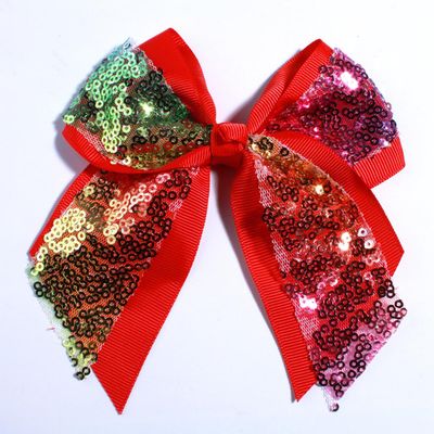 10Pcs 12CM Sparkly Sequins Hair Bows For Box Gift Ribbon Hair Bow Boutique For Headbands Hairpins (10Pcs Red, With No Clip)