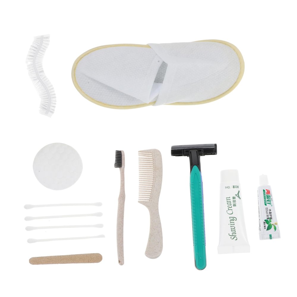HONMEET 1set Hotel Disposable Toiletries Kit for Guests Toiletries of Toothbrush Slippers Shaving and Bath Cap Compact Convenient  Hotels and Guesthouses