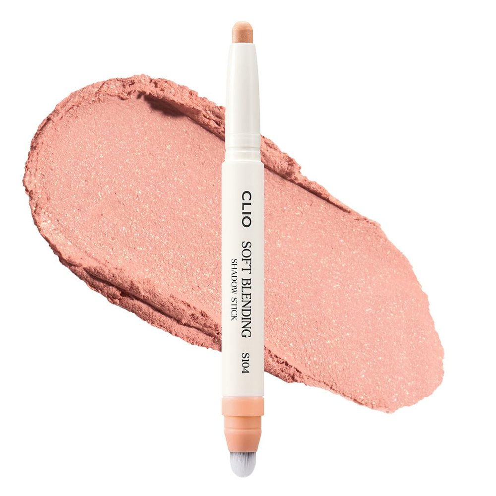 CLIO Soft Blending Eyeshadow Stick - Long Lasting, Matte, Shimmer & Glitter Finishes, Built-in Brush for Easy Blending, Coconut-Derived Ester Oil Infused (S104 HONEY BESTIE)