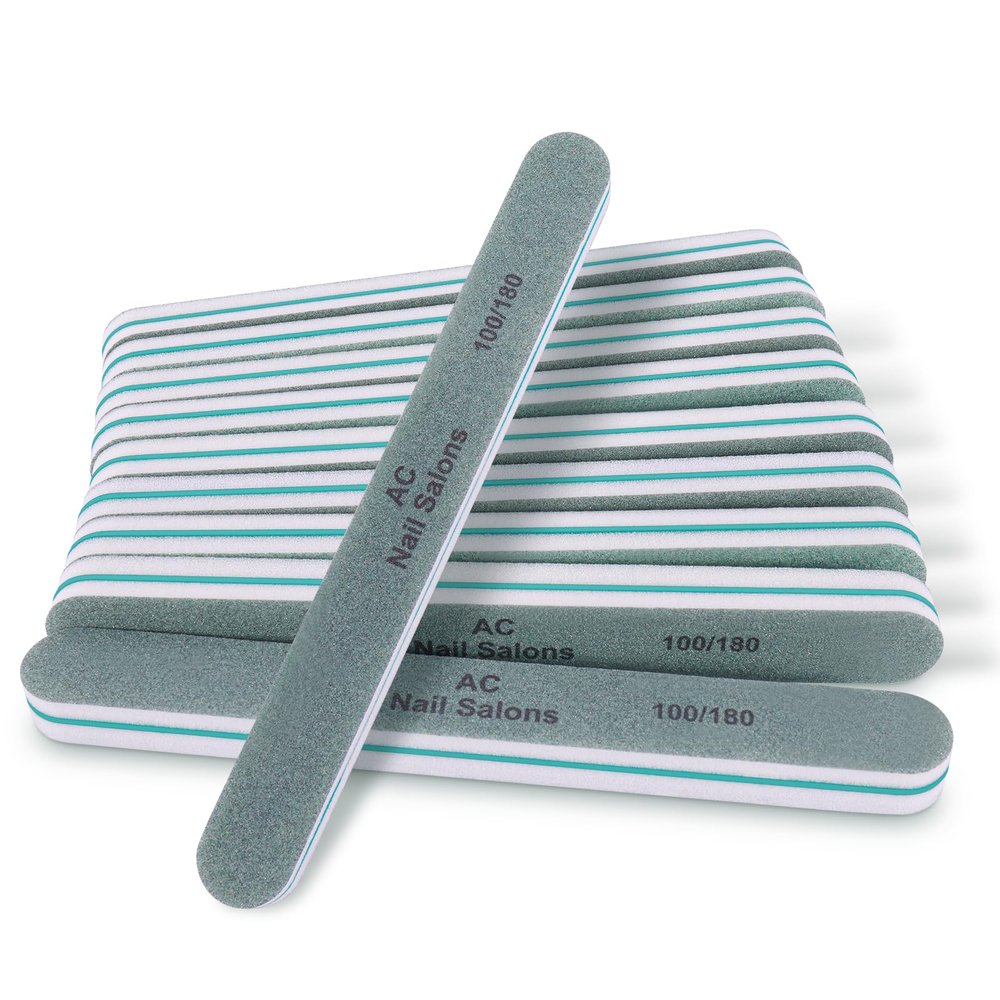 10pcs Professional Nail File 100/180 Grit, Durable Sandpaper Buffer Strong PP Board Core, Nail File Nail Buffer, Nail Files and Buffers for Natural Nails, Emery Boards for Nail Files Fingernail Files