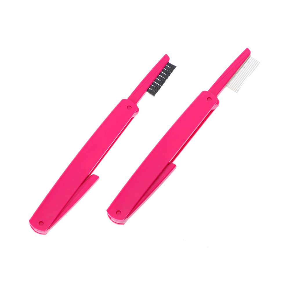 CALLARON Folding Eyelash Comb 2pcs Multifuntional Stainless Steel Eyebrow Grooming Tool for Makeup Portable and Compact for Travel Random Color