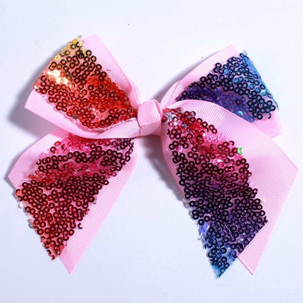 10Pcs 12CM Sparkly Sequins Hair Bows For Box Gift Ribbon Hair Bow Boutique For Headbands Hairpins (10Pcs Lt Pink, With No Clip)