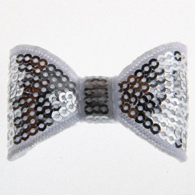 20Pcs Sequin Hair Bow Accessories, 5CM, Shiny Sparkle Design for Headbands and Hair Clips (20Pcs Silver, With No Clip)