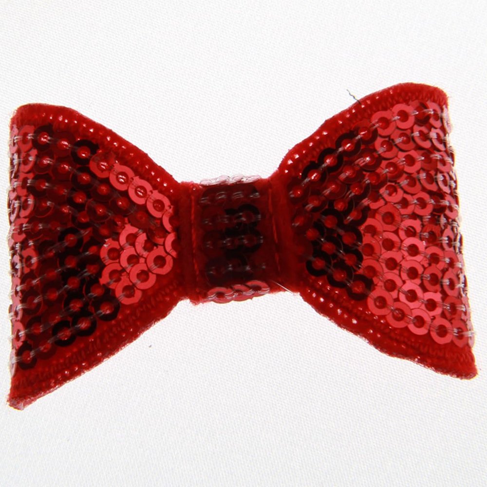 20Pcs Sequin Hair Bow Accessories, 5CM, Shiny Sparkle Design for Headbands and Hair Clips (20Pcs Red, With No Clip)