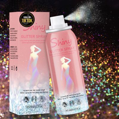 Hair and Body Glitter Spray, Holographic Glitter Highlighter Powder, Hairspray for Clothes, Face Body Shiny Glitter, Loose Shimmer Hairspray Festival Rave Prom Accessories, 2.11 Fl Oz (Rainy-Rainbow)