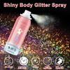 Hair and Body Glitter Spray, Holographic Glitter Highlighter Powder, Hairspray for Clothes, Face Body Shiny Glitter, Loose Shimmer Hairspray Festival Rave Prom Accessories, 2.11 Fl Oz (Rainy-Rainbow) view 2