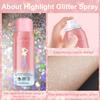 Hair and Body Glitter Spray, Holographic Glitter Highlighter Powder, Hairspray for Clothes, Face Body Shiny Glitter, Loose Shimmer Hairspray Festival Rave Prom Accessories, 2.11 Fl Oz (Rainy-Rainbow) view 3