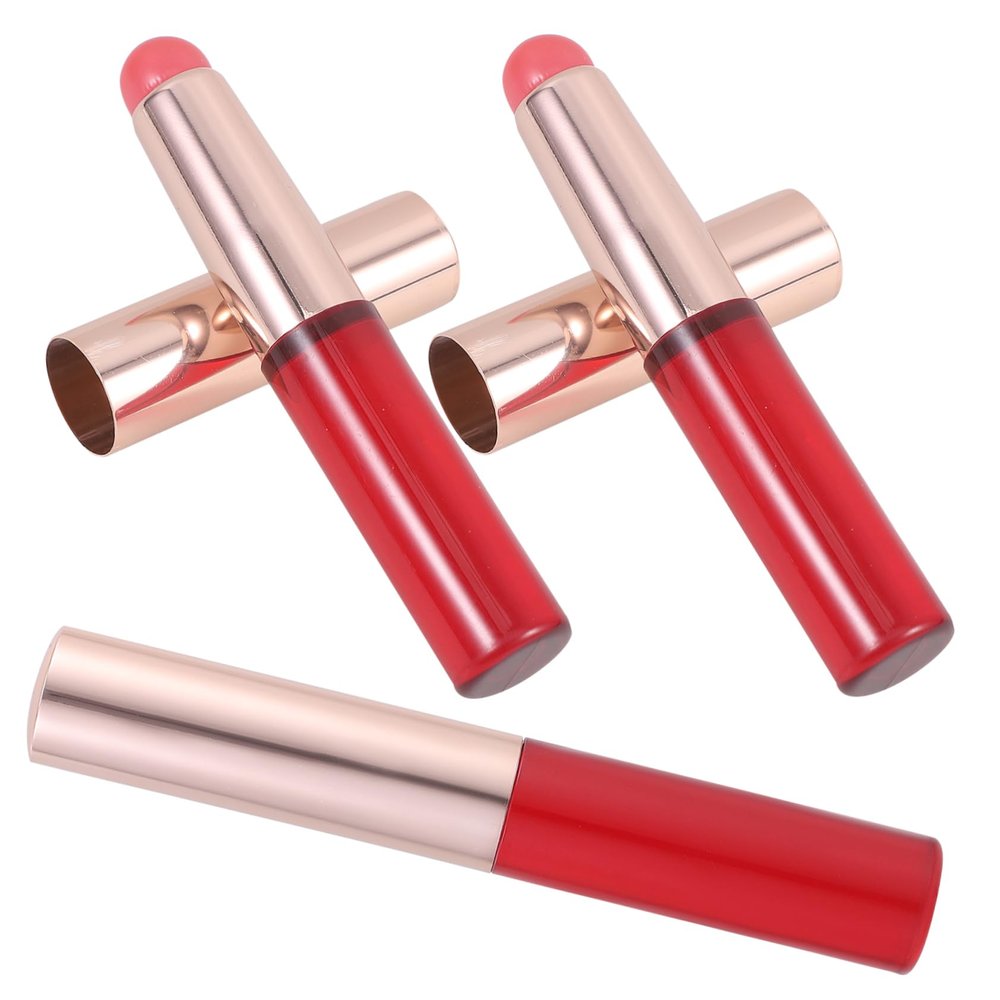 HAKIDZEL 3Pcs Silicone Lip Brush Set Lid Round Tip Applicator for Lipstick and Concealer Portable Makeup Brush for Women for Lip Balm and Scrub
