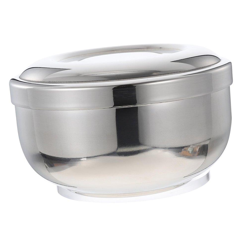 Baluue 1pc Stainless Steel Shaving Bubble Bowl Lidded Shaving Foaming Container for Men Unique Soap Holder